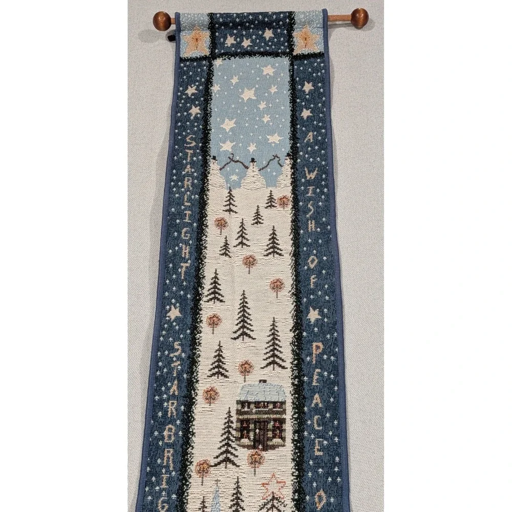 Bell Pull Tapestry Unisex OS Blue Excellent Winter Folk Art Starry Night